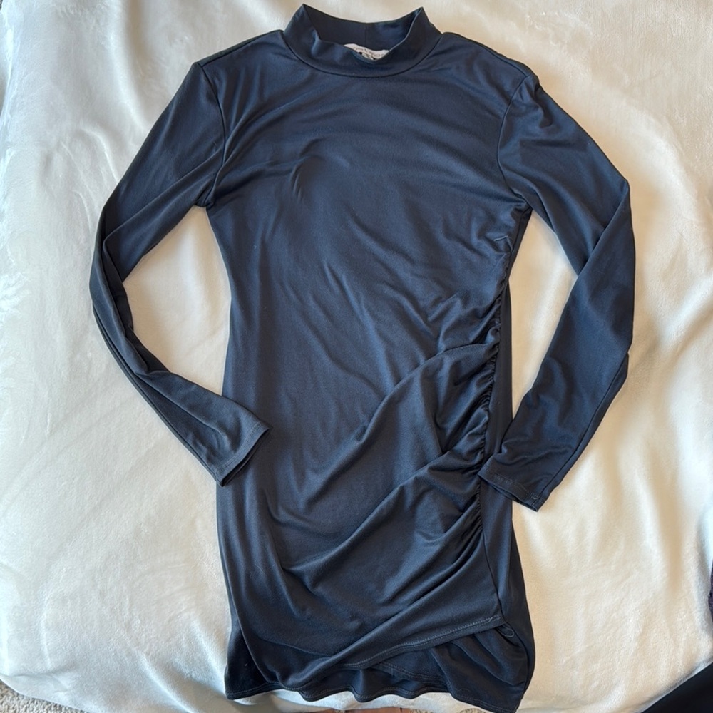 Moa Moa Grey Blue Ruched Bodycon dress